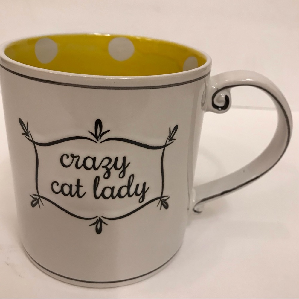 Spectrum designz “crazy cat lady” cream w black etched design NWT